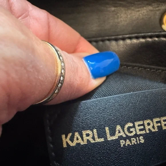 NWT Karl Lagerfeld Black Quilted Leather Shoulder or crossbody Bag 🖤 - Picture 8 of 12